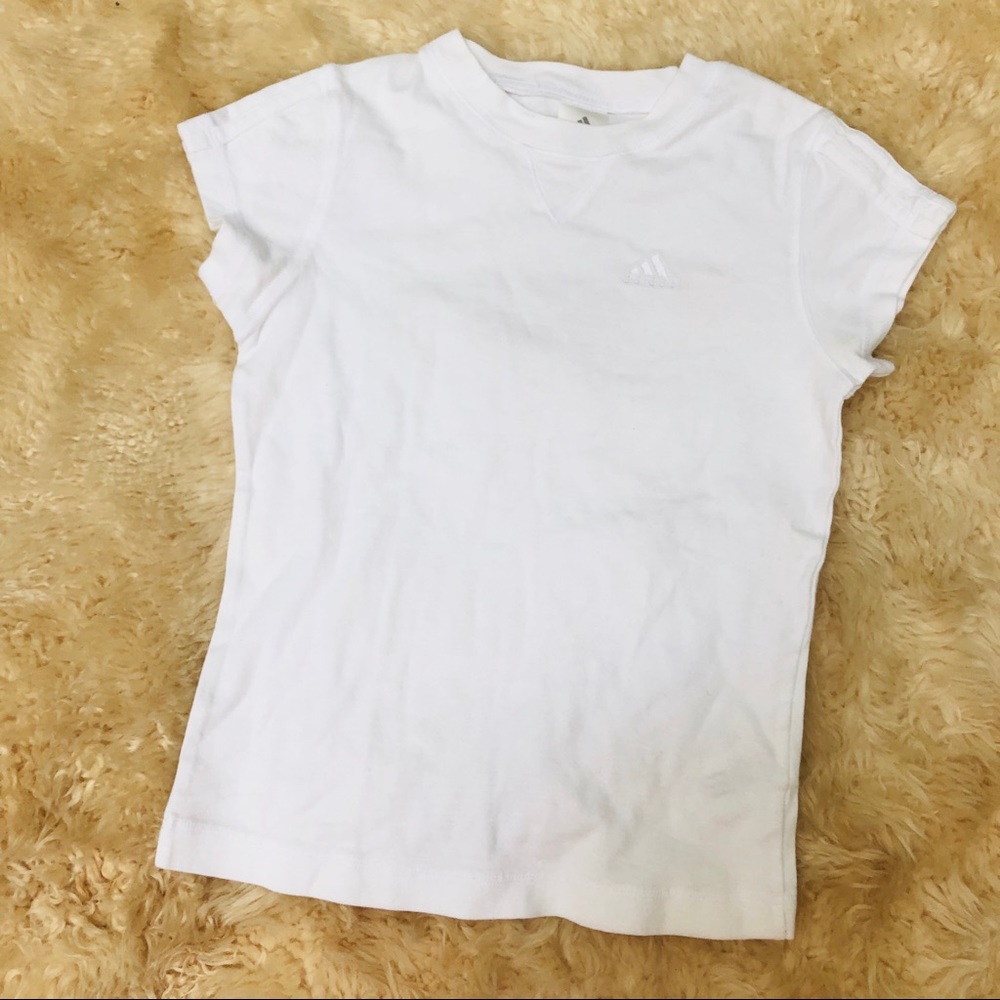 ADIDAS stretchy white women's logo t-shirt tee S
